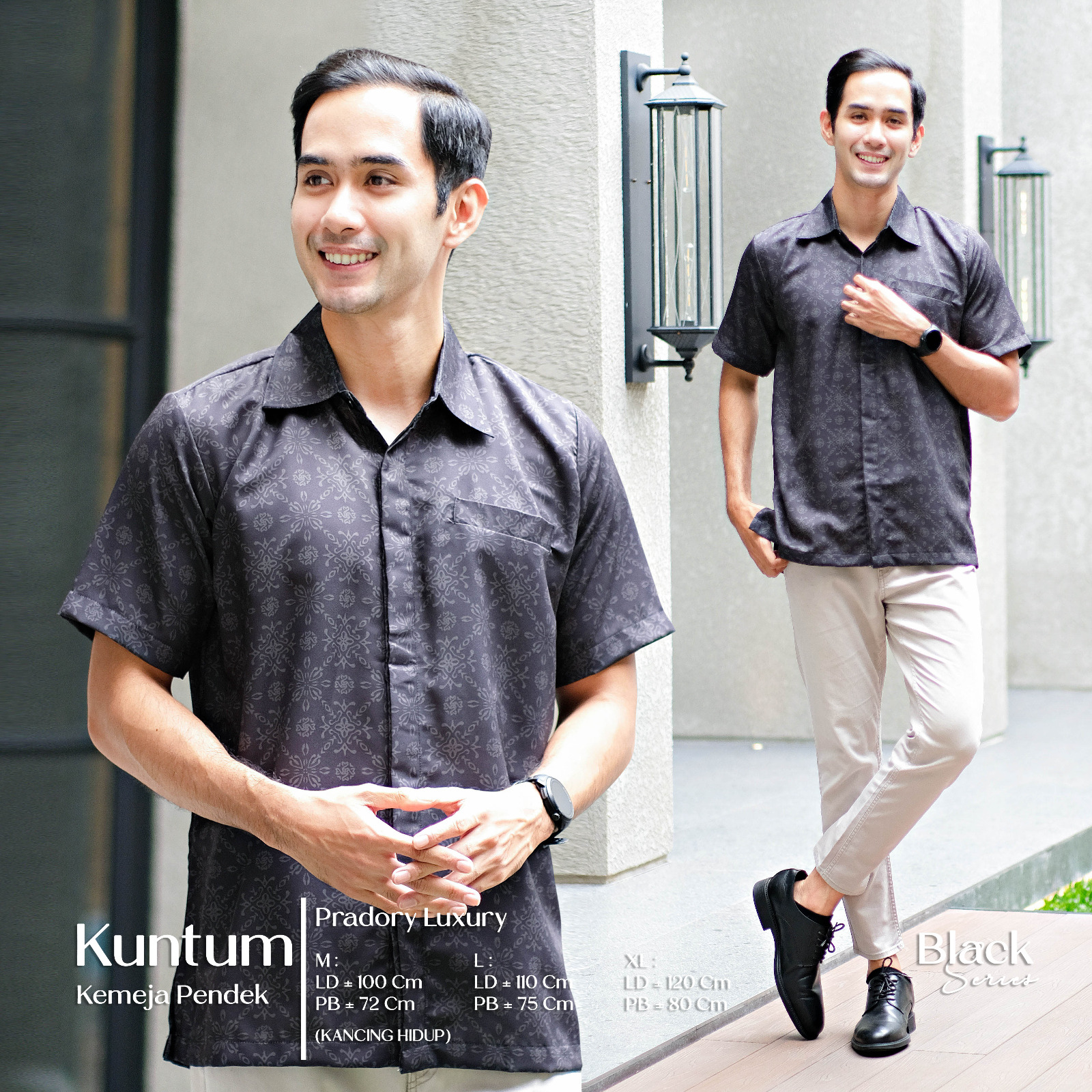 Kemeja Pendek Black