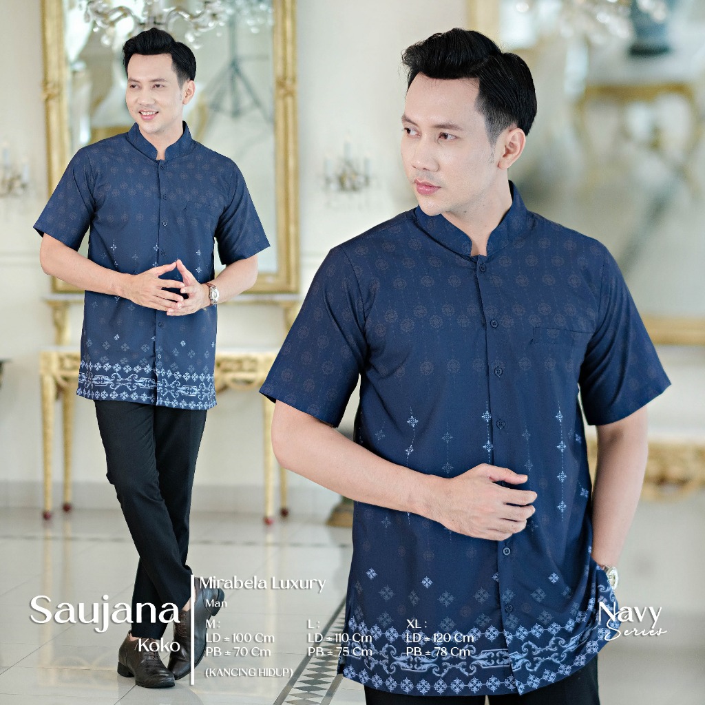 Kemeja Pendek Navy