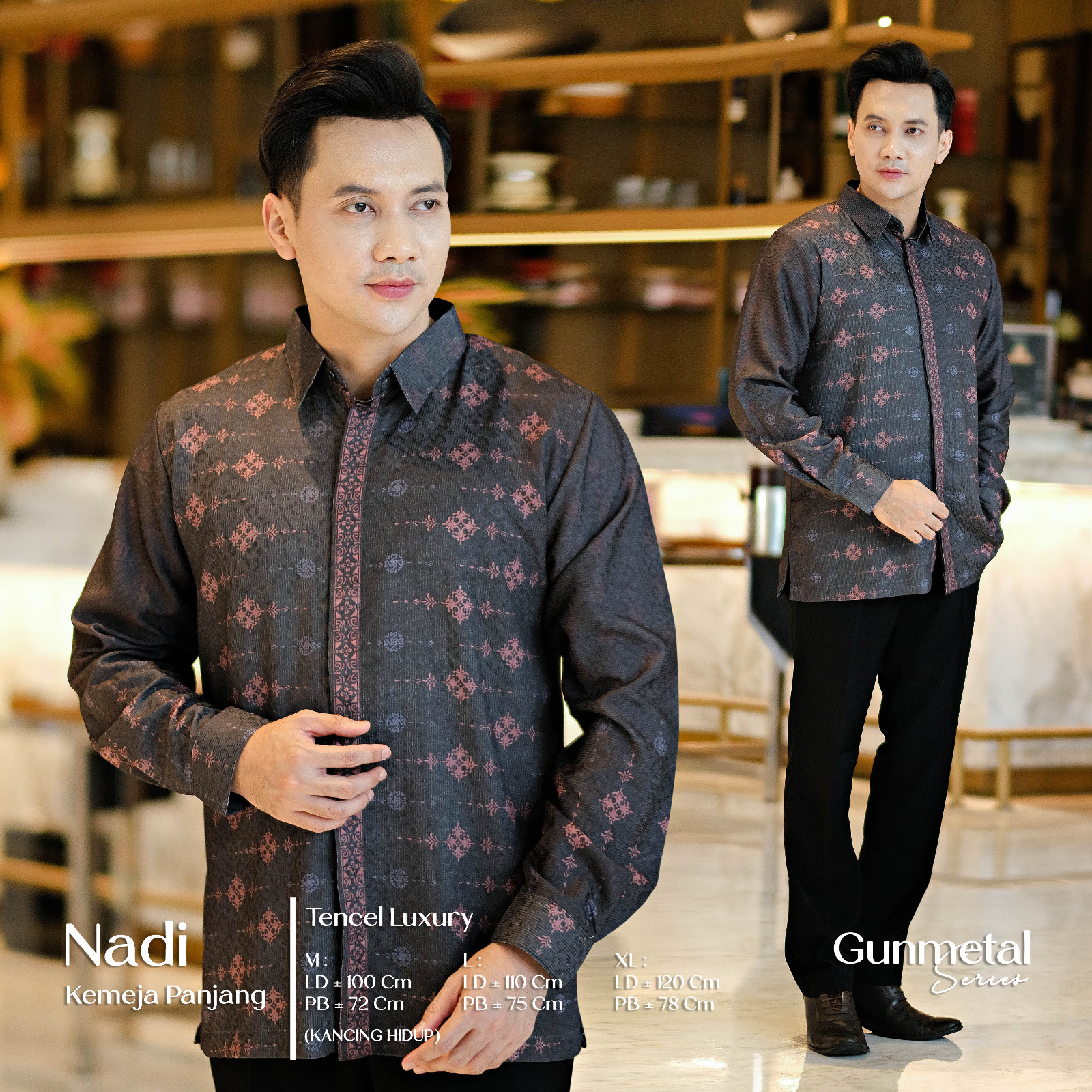 Kemeja Panjang Gunmetal